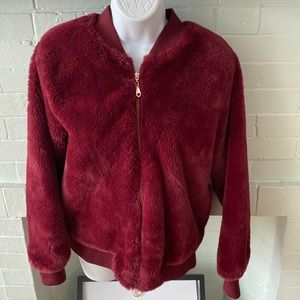Maroon Faux Fur Jacket